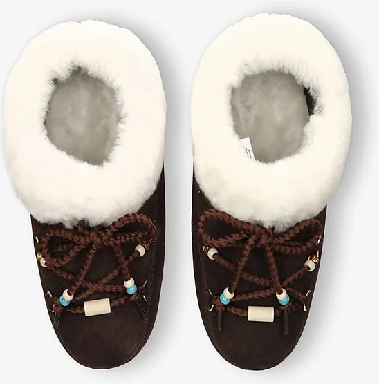Womens Brown Bead-Embellished Suede Mules Eur 41 / 8 Uk Women - Image 2