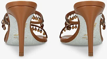 Womens Brown Chandelier 80 Jewel-Embellished Leather Heeled Sandals Eur 39 / 6 Uk Women - Image 2