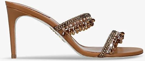 Womens Brown Chandelier 80 Jewel-Embellished Leather Heeled Sandals Eur 39 / 6 Uk Women