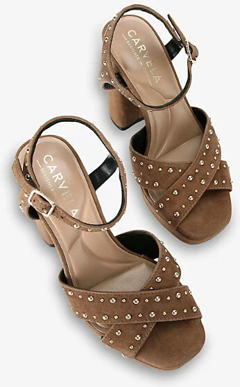 Womens Brown Cinzia Platform Suede Heeled Sandals Eur 37 / 4 Uk Women - Image 2