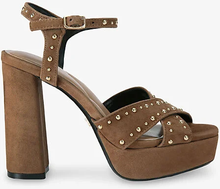 Womens Brown Cinzia Platform Suede Heeled Sandals Eur 37 / 4 Uk Women