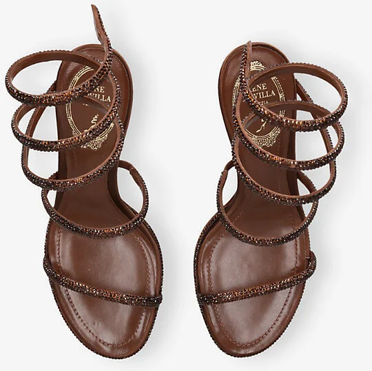 Womens Brown Cleo 80 Embellished-Satin Heeled Sandals Eur 39.5 / 6.5 Uk Women - Image 2