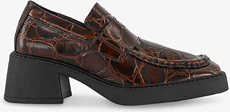 Womens Brown Coco Karina Leather Loafer Heels Eur 37 / 4 Uk Women