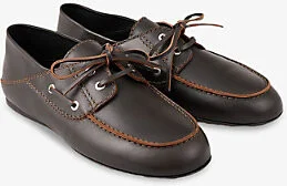 Womens Brown Contrast-Stitching Leather Loafers Eur 35 / 2 Uk Women - Image 2