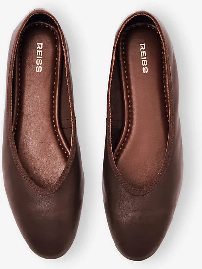 Womens Brown Dina Leather Ballet Flats Eur 39 / 6 Uk Women - Image 2