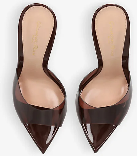 Womens Brown Elle 105 Leather and PVC Heeled Mules Eur 40 / 7 Uk Women - Image 2