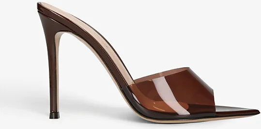 Womens Brown Elle 105 Leather and PVC Heeled Mules Eur 40 / 7 Uk Women