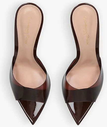 Womens Brown Elle Leather and PVC Heeled Mules Eur 40.5 / 7.5 Uk Women - Image 2
