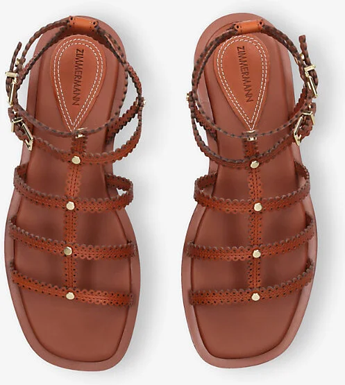 Womens Brown Goldie Flat Leather Sandals Eur 40 / 7 Uk Women - Image 2