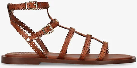 Womens Brown Goldie Flat Leather Sandals Eur 40 / 7 Uk Women