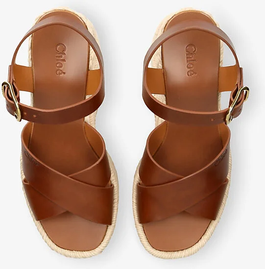 Womens Brown Isla 85 Leather Espadrille Wedges Eur 36 / 3 Uk Women - Image 2