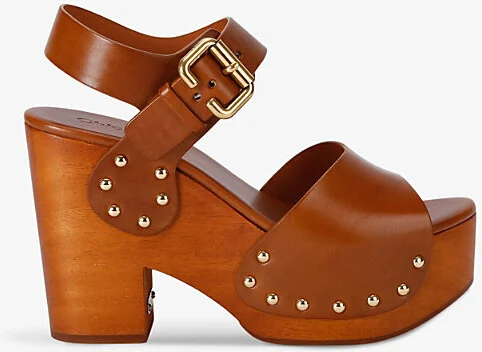Womens Brown Jeannette Wedge Cowhide Clogs Eur 39 / 6 Uk Women
