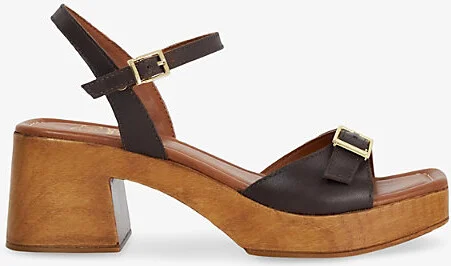 Womens Brown Leather Jeane Leather Heeled Sandals Eur 41 / 8 Uk Women