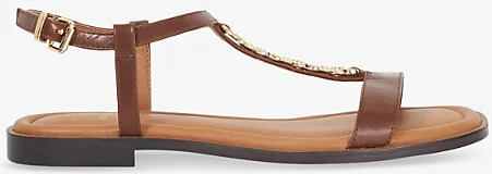 Womens Brown Leather Lollipops Chain-Detail Leather Sandals Eur 41 / 8 Uk Women