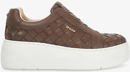 Womens Brown Leather Mix Esthie Flatform Faux Leather Trainers Eur 38/5 Uk Women