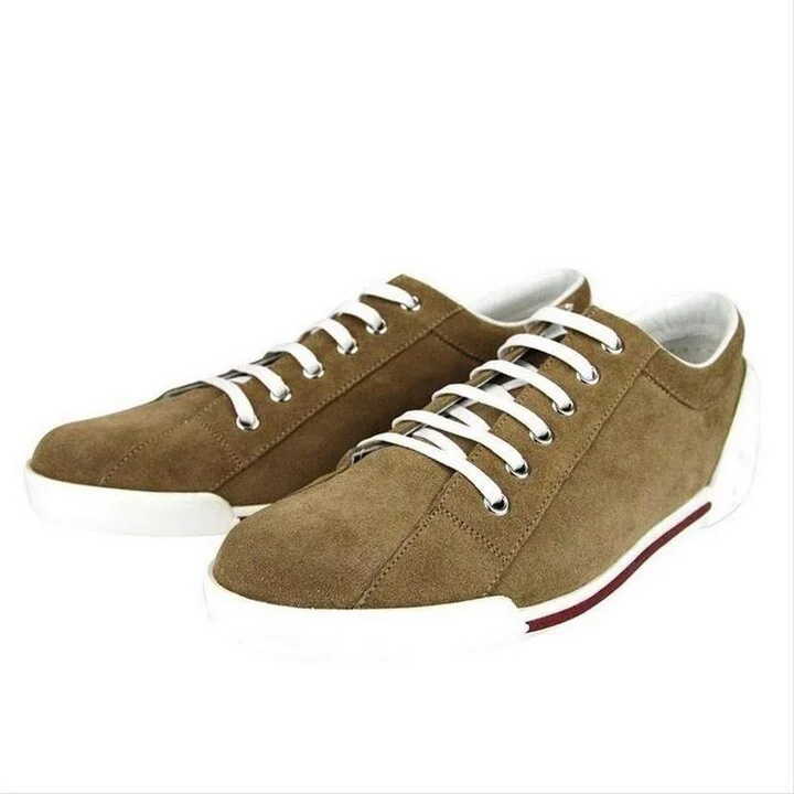 Women's Brown Leather / Suede Trainer with Script Logo Sneaker 281017 CBB00 2309 - Image 4