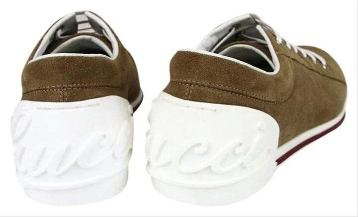 Women's Brown Leather / Suede Trainer with Script Logo Sneaker 281017 CBB00 2309 - Image 5