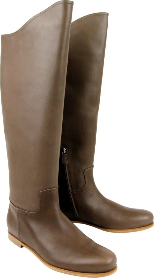 Women's Brown Leather Tall Boots (40 EU / 10 US) - Image 3