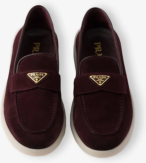 Womens Brown Logo-Embellished Suede Loafers Eur 34.5 / 1.5 Uk Women - Image 3