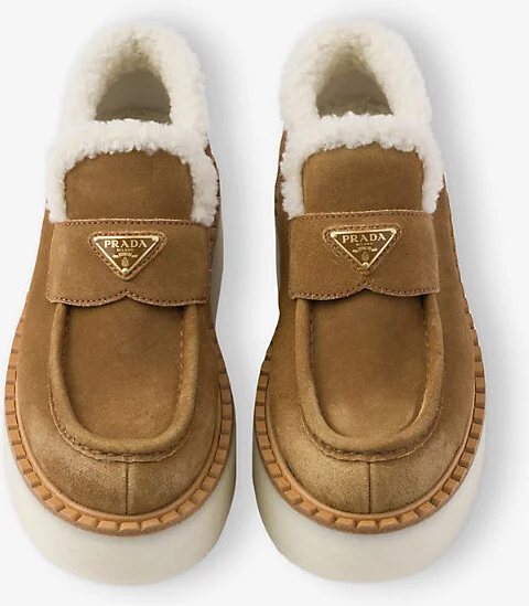 Womens Brown Logo-Embellished Suede Loafers Eur 38.5 / 5.5 Uk Women - Image 2