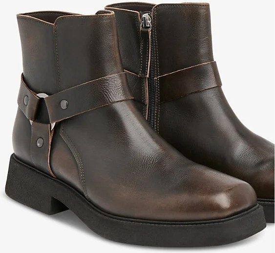 Womens Brown Matteo Burnished Leather Heeled Ankle Boots Eur 40 / 7 Uk Women - Image 2