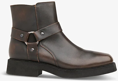 Womens Brown Matteo Burnished Leather Heeled Ankle Boots Eur 40 / 7 Uk Women
