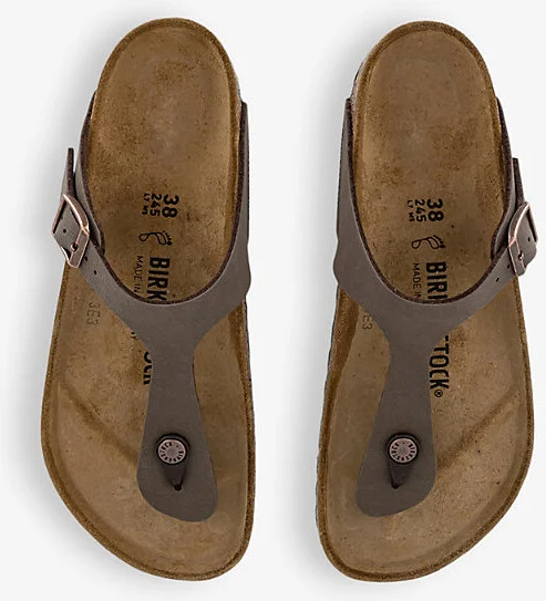Womens Brown Moca Branded-Hardware Faux-Leather Thong Sandals Eur 41 / 8 Uk Women - Image 2