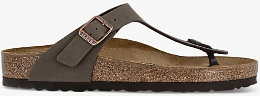 Womens Brown Moca Branded-Hardware Faux-Leather Thong Sandals Eur 41 / 8 Uk Women