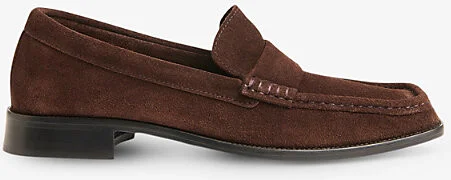 Womens Brown Mora Square-Toe Suede Loafers Eur 36 / 3 Uk Women