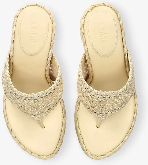 Womens Brown/Oth Isla 75 Crochet Toe Thong Leather Sandals Eur 38/5 Uk Women - Image 2
