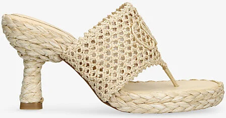 Womens Brown/Oth Isla 75 Crochet Toe Thong Leather Sandals Eur 38/5 Uk Women