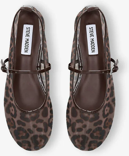 Womens Brown/Oth Mash Leopard-Print Mesh Mary Jane Flats Eur 39 / 6 Uk Women - Image 2
