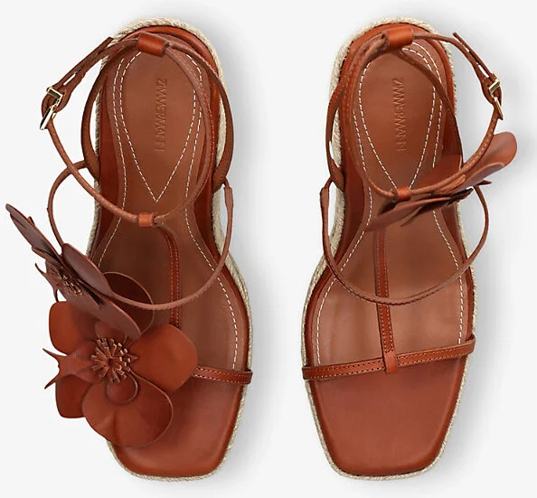 Womens Brown/Oth Orchid Leather Espadrille Wedges Eur 37 / 4 Uk Women - Image 2