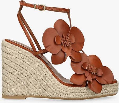 Womens Brown/Oth Orchid Leather Espadrille Wedges Eur 37 / 4 Uk Women