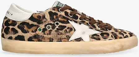 Womens Brown/Oth Superstar 55630 Leopard-Print Leather Low-Top Trainers Eur 35 / 2 Uk Women