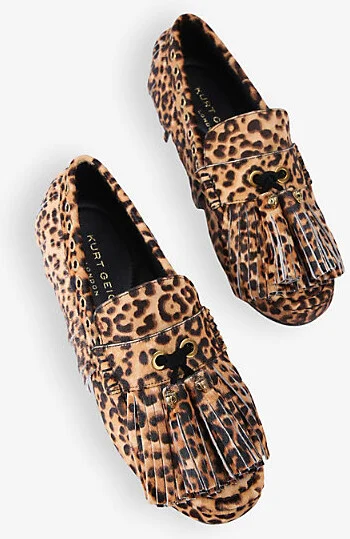 Womens Brown/Oth Tassel-Fringe Leopard-Print Suede Moccasins Eur 36 / 3 Uk Women - Image 2