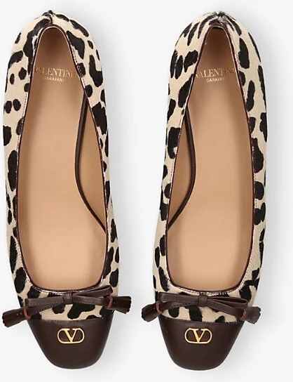 Womens Brown/Oth Valet Du Roi Leopard-Print Calf-Hair Ballet Flats Eur 39.5 / 6.5 Uk Women - Image 2