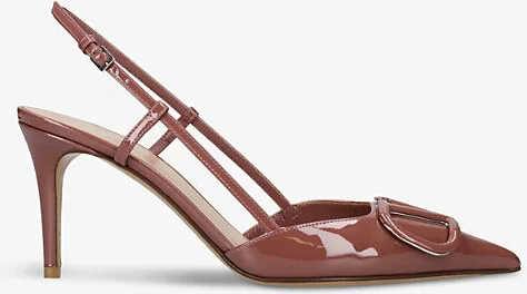 Womens Brown/Oth Vlogo 80 Pointed-Toe Leather Slingback Courts Eur 39 / 6 Uk Women