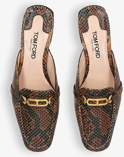 Womens Brown/Oth Whitney Logo-Plaque Leather Slippers Eur 37 / 4 Uk Women - Image 2