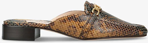 Womens Brown/Oth Whitney Logo-Plaque Leather Slippers Eur 37 / 4 Uk Women
