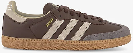 Womens Brown Putty Grey Gold Me Samba Og Logo-Embellished Leather Low-Top Trainers Eur 37.5 / 4.5 Uk Women