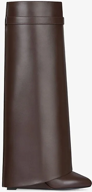 Womens Brown Shark Lock Leather Heeled Boots Eur 37.5 / 4.5 Uk Women - Image 2