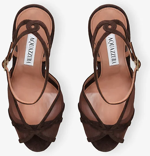 Womens Brown Shear Plateau 130 Suede Heeled Sandals Eur 38/5 Uk Women - Image 2