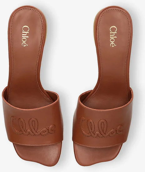 Womens Brown Soleil Leather Block-Heel Mules Eur 37 / 4 Uk Women - Image 2