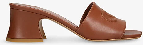 Womens Brown Soleil Leather Block-Heel Mules Eur 37 / 4 Uk Women