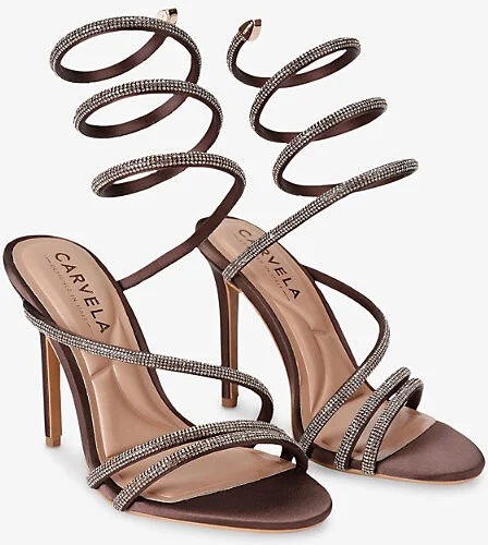 Womens Brown Spiral 105 Crystal-Embellished Heeled Sandals Eur 39 / 6 Uk Women - Image 2