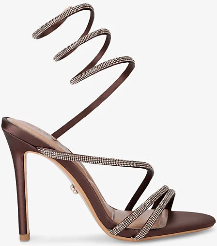 Womens Brown Spiral 105 Crystal-Embellished Heeled Sandals Eur 39 / 6 Uk Women