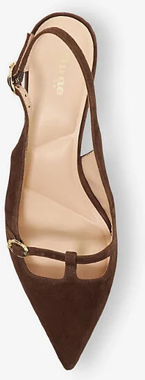 Womens Brown Suede Deserving T-Bar Suede Slingback Courts Eur 39 / 6 Uk Women - Image 2