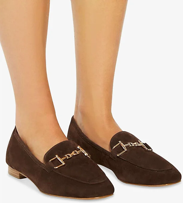 Womens Brown Suede Grained Snaffle-Trim Suede Loafers Eur 36 / 3 Uk Women - Image 2