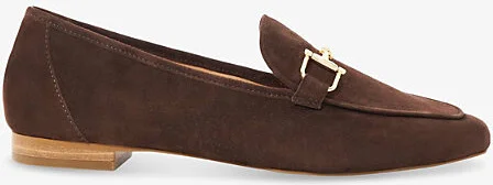 Womens Brown Suede Grained Snaffle-Trim Suede Loafers Eur 36 / 3 Uk Women